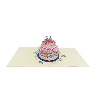 Thiệp 3D Pop Up Bánh Kem Sinh Nhật 3 Tầng Hoa Văn – Thiệp Chúc Mừng Sinh Nhật Sang Trọng, Độc Đáo, B11