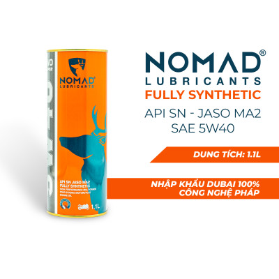 Nhớt Xe Máy Tổng Hợp Toàn Phần NOMAD Lon 1.1L 5W40-SN-MA2 TẶNG Bàn Chải Chà Sên 3D Loại Tốt Cho Xe Côn Tay Exciter/Winner/Moto PKL Nhập Khẩu Chính Hãng