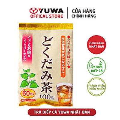 Trà Diếp Cá Yuwa 100% Lá Diếp Cá Giải Nhiệt Giải Độc, Trừ Nắng Nóng Mùa Hè Yuwa Dokudami Tea 100% Gói 60 gói