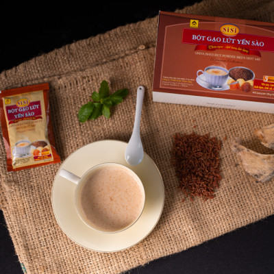 Đặc Sản Khánh Hòa - Bột Gạo Lứt Yến Sào SiSi - Nhà Yến Nha Trang - Hộp 10 Gói - Hàng Chính Hãng