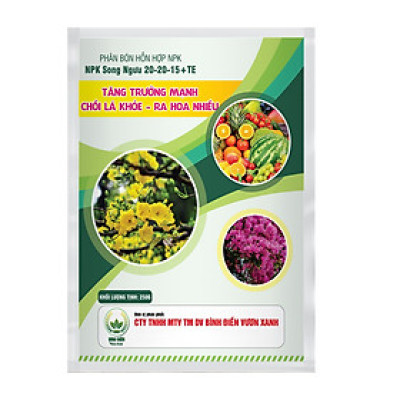 Phân bón NPK Song Ngưu 20-20-15 +TE đa năng chuyên dùng rau củ quả - hoa cảnh giúp chồi lá khỏe ra nhiều hoa