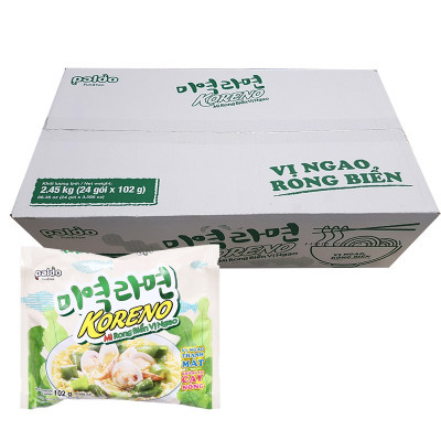 Thùng 24 Gói Mì Koreno Rong Biển Vị Ngao 102g