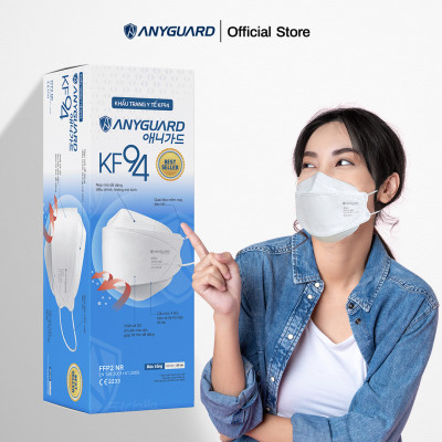 Khẩu Trang Y Tế Hàn Quốc KF94 Chính Hãng ANYGUARD Tiêu Chuẩn kháng bụi Châu Âu FFP2 Lọc 94% Bụi Mịn tới PM2.5, 4 Lớp Ngăn 99% Vi Khuẩn, An Toàn Cho Da Nhạy Cảm (Hộp 20 Chiếc)