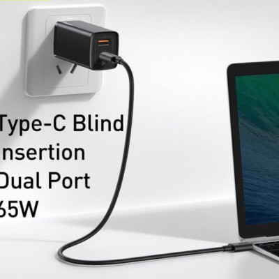 Củ Sạc Siêu Nhanh, Nhỏ Gọn Baseus GaN2 Lite Quick Charger 65W ( Type-C + USB Port) - Hàng Chính Hãng