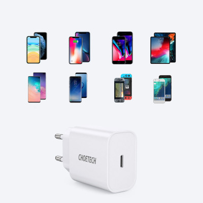 Adapter cóc củ sạc nhanh 20W cổng USB-C chuẩn PD & QC 3.0 hiệu Choetech Q5004 tích hợp chip điều chỉnh dòng điện thông minh chống quá nhiệt - Hàng nhập khẩu