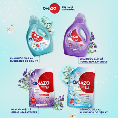 Combo 2 Omazo: Chai Nước Giặt Xả Hương Hoa Cỏ Diệu Kỳ 2.4kg + Nước Lau Sàn Hương Lily 1L