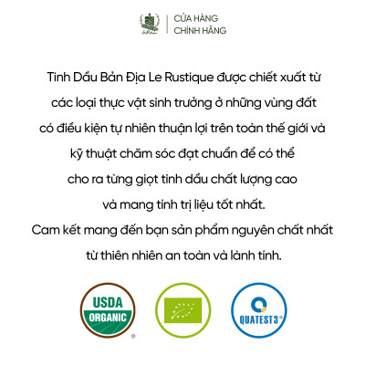Tinh Dầu Bạch Đậu Khấu - 100% Nguyên Chất Hữu Cơ - Le Rustique - Tinh Dầu Bản Địa Ấn Độ