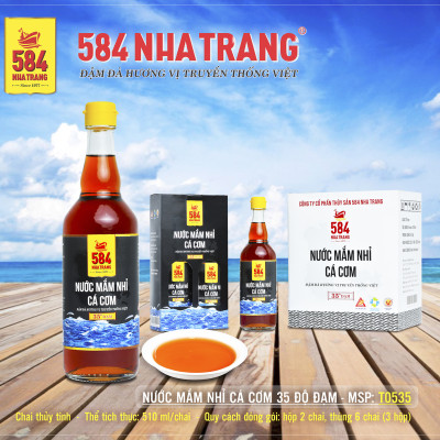 Thùng 6 Chai Nước mắm Nhỉ Cá cơm 584 Nha Trang - 35 độ đạm - Chai Thủy Tinh 510ml