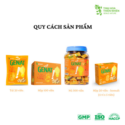 Kẹo Genat Gừng Plus - Isomalt sugar (Hộp 20 viên) - Giao 2H HCM