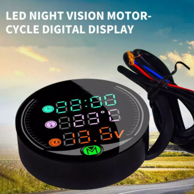 Đồng hồ báo giờ xe máy 3in1 CTR, báo nhiệt độ, vôn ắc quy mẫu mới loại tốt gắn các loại xe hàng cao cấp, phụ kiện xe máy