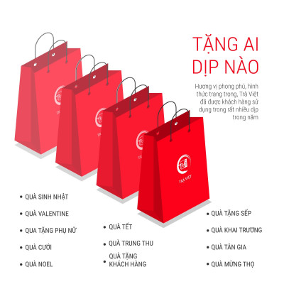 TRÀ VIỆT Hộp Quà Thịnh Vượng Giấy Gân Nổi Mỹ Thuật Cao Cấp