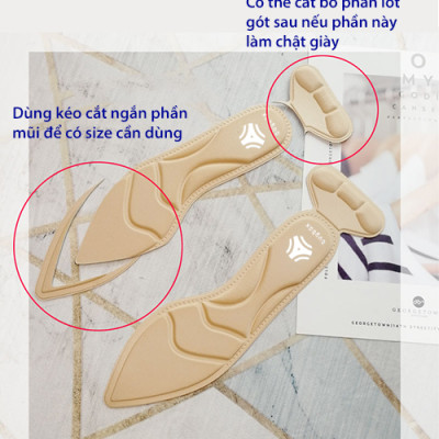 Miếng lót giày cao gót mũi nhọn cho giày bị rộng cao cấp, vải thoáng khí và êm chân- buybox - BBPK55