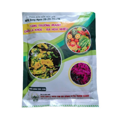 Phân bón NPK Song Ngưu 20-20-15 +TE đa năng chuyên dùng rau củ quả - hoa cảnh giúp chồi lá khỏe ra nhiều hoa