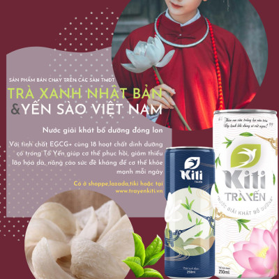 TRÀ YẾN KITI HƯƠNG SEN - "PHÚC LỘC" THÙNG 6 LON(250ml/lon)