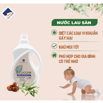 Nước lau sàn đuổi muỗi hữu cơ Bồ Hòn tinh dầu Sả Chanh 2000ml thương hiệu Ecocare