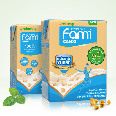Thùng sữa đậu nành Vinasoy Fami Canxi Nguyên vị (200ml x 36 hộp