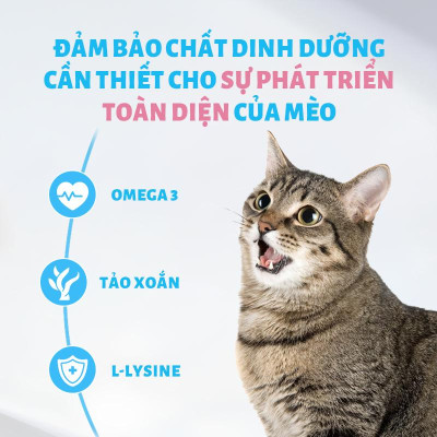 [Hoả tốc] Thức Ăn Cho Mèo MRVET T2 Mới, Gói 1KG Tăng Cường Omega 3, Mượt Lông, Giảm Rụng