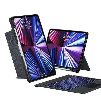 Bao Da Kèm Bàn Phím Không Dây WIWU Magtuoch Dùng Cho iPad 10.2/ 10.5, iPad Pro 11 inch/Air 4/Air5, iPad 12.9 2020/2021, Air11inch M3 , Pro M4 ( Có Khe Để Bút) Có Đèn Led Phím, Trackpad Mượt, Có Thể Tháo Rời Bàn Phím- Hàng chính hãng