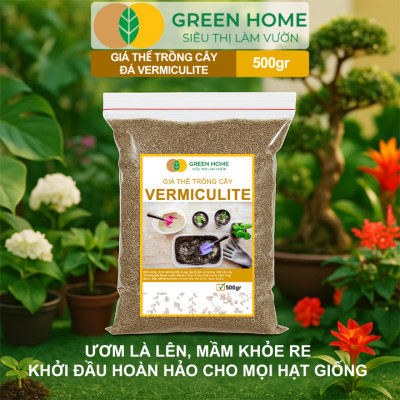 Đá Vermiculite (Vơ Mi) Greenhome, Bao 500gr, Giá Thể, Ươm Hạt Giống, Trồng Rau Mầm, Đất Hoa Hồng, Sen Đá, Thuỷ Canh