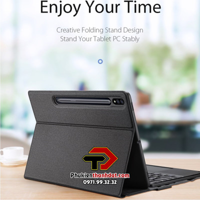 Bao da dành cho SamSung Galaxy Tab S7 FE, S8+ Plus, S7+ Plus kèm bàn phím bluetooth Dux Ducis có bàn di chuột TrackPad - Hàng nhập khẩu