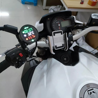 Đồng hồ báo giờ xe máy 3in1 CTR, báo nhiệt độ, vôn ắc quy mẫu mới loại tốt gắn các loại xe hàng cao cấp, phụ kiện xe máy