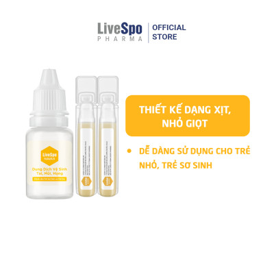 Nước muối sinh lý chứa bào tử lợi khuẩn LiveSpo Navax Kids - Dành cho trẻ sơ sinh và trẻ em 5 ống x 5ml