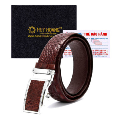 Thắt lưng nam da cá sấu Huy Hoàng gai lưng 3,5P màu đen, nâu đỏ, vàng bò, nâu đất HT4207-08-09-44