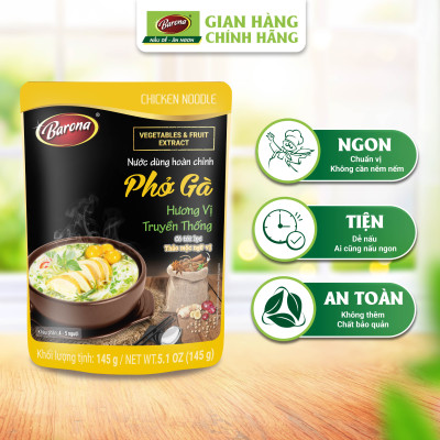 Combo 2 Gói Nước dùng Phở Gà Barona 145g, tặng Sa tế Tôm Siêu Ngon 100g