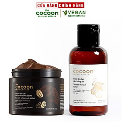 Combo Toner bí đao cân bằng da cocoon 140ml + Cà phê đắk lắk làm sạch da chết cơ thể cocoon 200ml