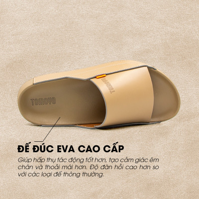 Dép Quai Ngang Nam Da Bò Nappa Cao Cấp Tomoyo TMD309
