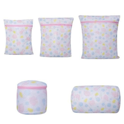 Combo Set 5 Túi Lưới Giặt Bảo Vệ Quần Áo Họa Tiết Hình Hoa Dùng Trong Giặt Giũ