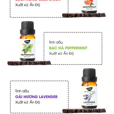 Combo 3 Tinh Dầu Xông Phòng Kháng Khuẩn Sả Chanh, Cam Ngọt, Oải Hương Kobi Giúp Khử Trùng, Thanh Lọc Không Khí, Khử Mùi, Đuổi Muỗi Nguyên Chất (30ml/Lọ)