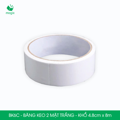 BK6C - 12 cuộn băng keo 2 mặt siêu dính - Khổ 4.8cm x 8m - Băng dính 2 mặt, băng keo hai mặt