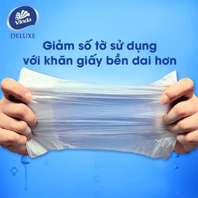 [MUA 2 LỐC KHĂN RÚT SIZE L TẶNG 1 LỐC SIZE S+ 1 MÓC KHÓA] Khăn giấy rút cao cấp Vinda Deluxe 3 lớp 110 tờ size L (4 Gói)