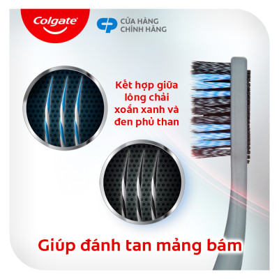 Bộ đôi bàn chải 360 Charcoal xoắn kép