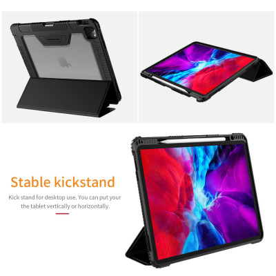 Bao da iPad Pro 11 2020 chống sốc hiệu Nillkin Bumber có ngăn đựng bút chống va đập, mặt lưng show Logo táo, cơ chế smartsleep - Hàng chính hãng