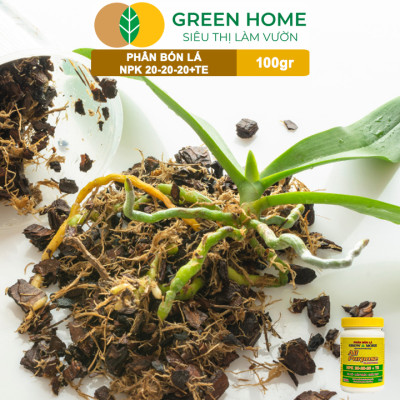 Phân Bón Lá Grow More NPK 20-20-20, GreenHome, Chai 100GR, To Củ, Lớn Trái, Chắc Hạt