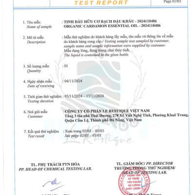 Tinh Dầu Bạch Đậu Khấu - 100% Nguyên Chất Hữu Cơ - Le Rustique - Tinh Dầu Bản Địa Ấn Độ