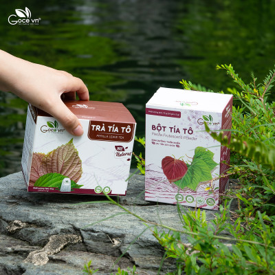 Combo Giải cảm, Giảm ho Goce (1 hộp Trà tía tô 40g, 1 hộp Bột tía tô 72g)