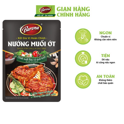 Combo 3 Gói Gia Vị Nướng Muối Ớt Barona 80g ướp ngon chuẩn vị không cần nêm nếm