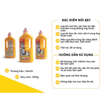 Chai thông tắc đường ống cống 800g nội địa Nhật Bản